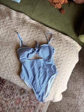 Forever 21 Blue Gingham One-Piece Swimsuit